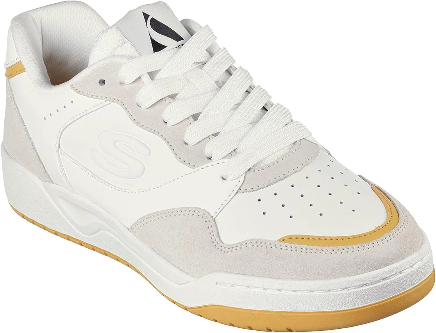 Мужские кроссовки Skechers Koopa Volley Low Lifestyle Trainers, 2-White Leather Suede Duraleather Mesh Y — фото 3