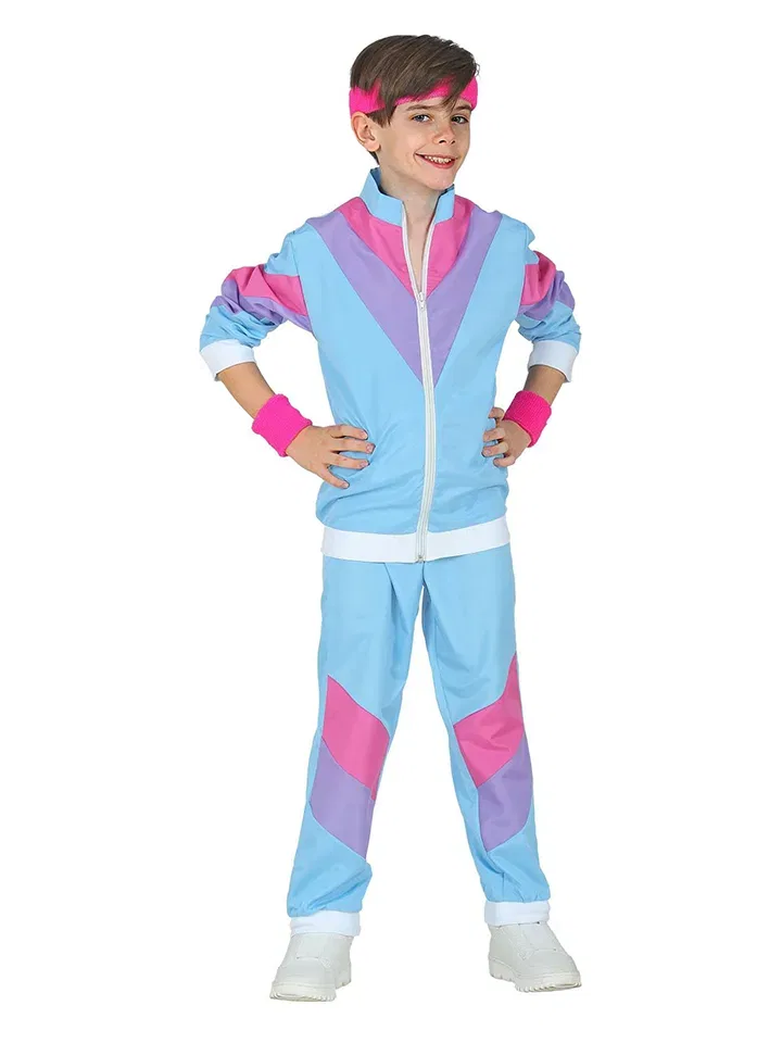 Костюм спортивный, 80-е годы, Carnival Party, синий/лиловый/розовый — фото 2