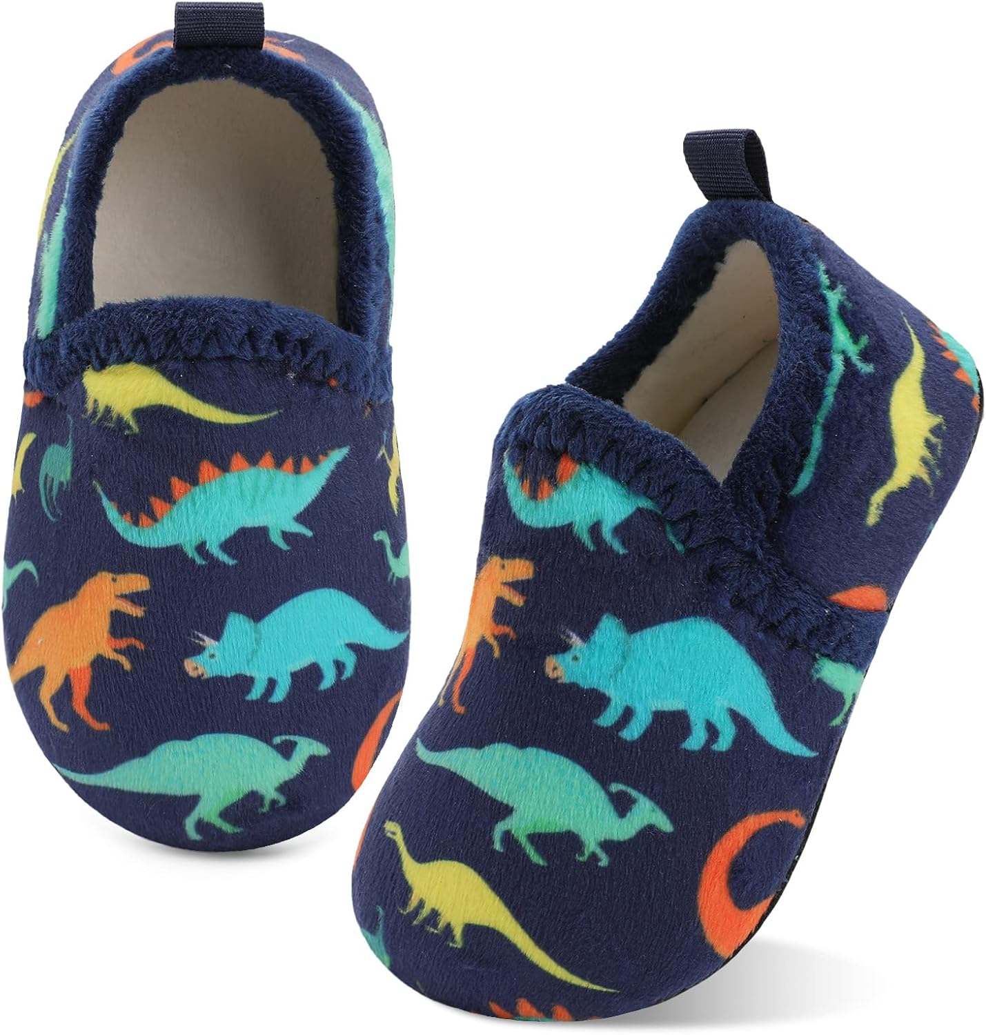 

Домашние тапочки для детей XIHALOOK для мальчиков и девочек с микрофлисовой подкладкой, уютные, с подошвой против скольжения, темно-синий