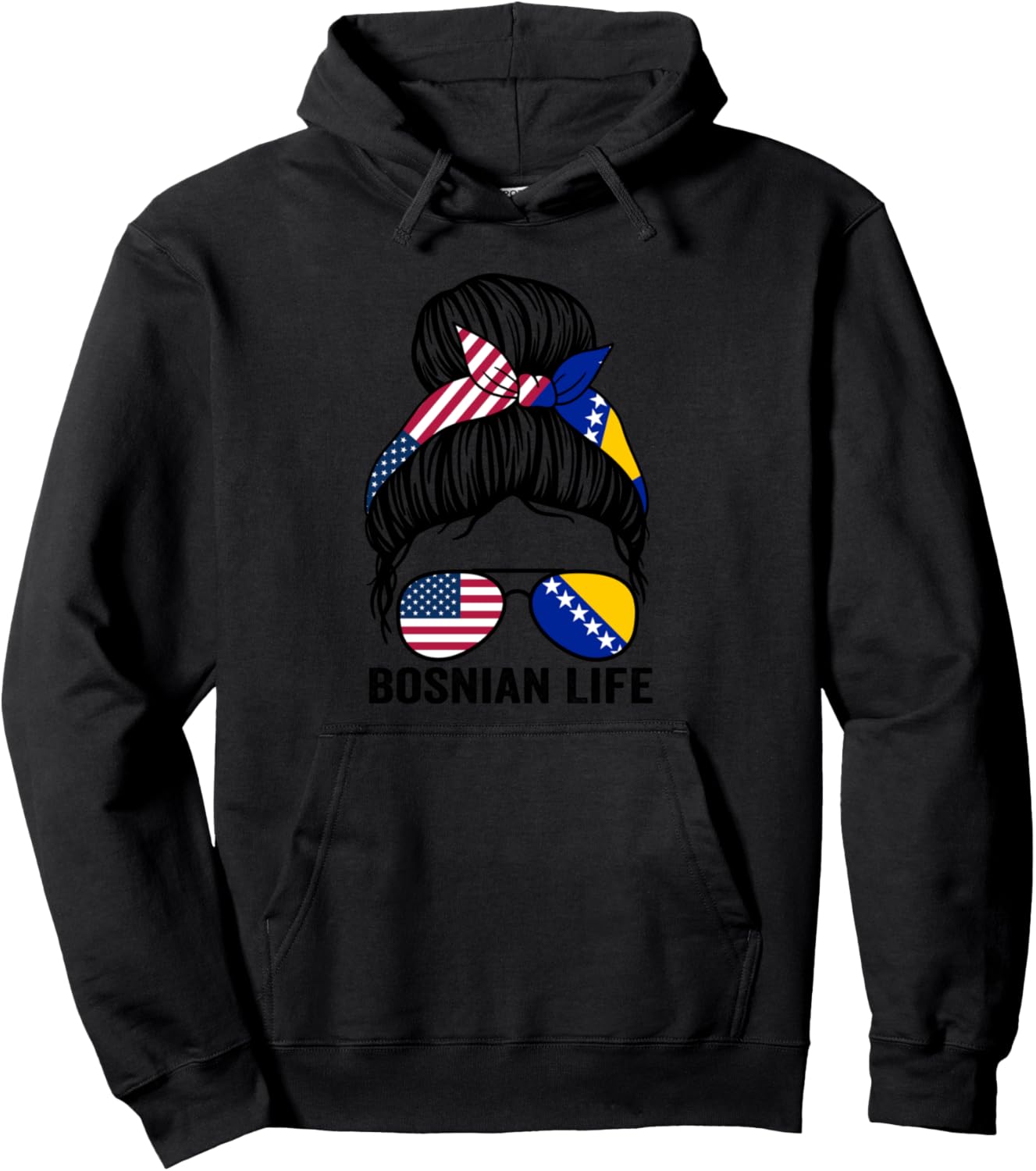 

Жизнь в Боснии. Толстовка с изображением боснийского флага Humor Bosnian & Bosnian Flag Gift Ideas, черный