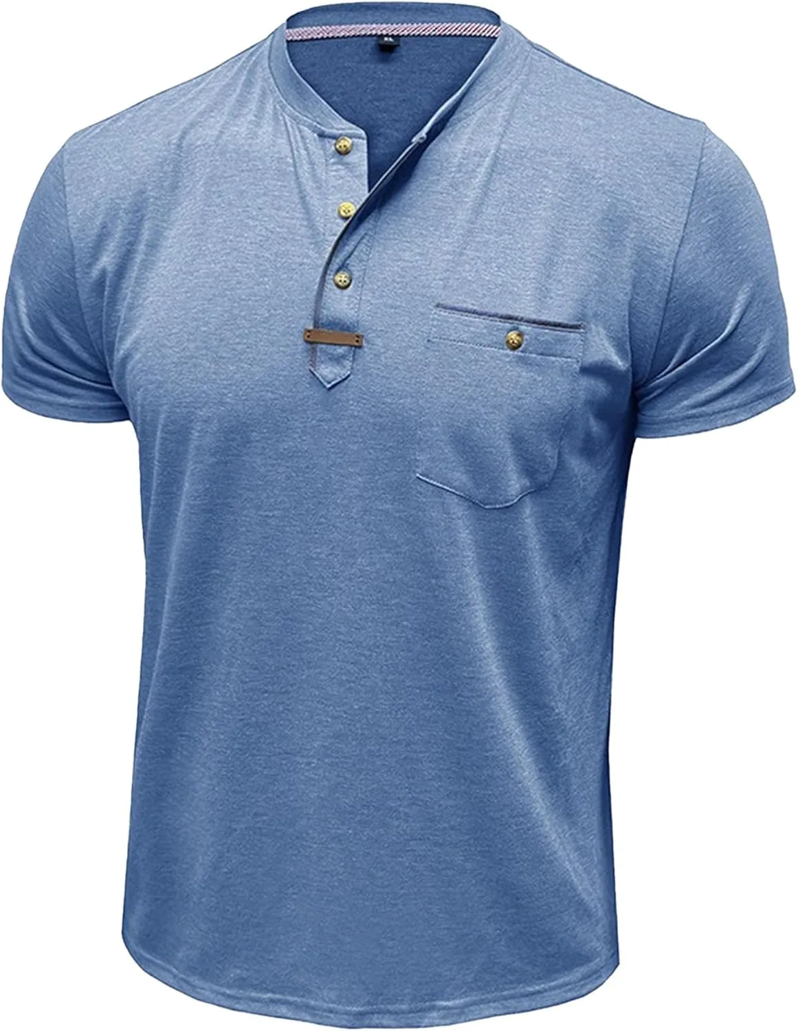 

Мужская футболка хенли летняя облегченная с карманом DGHM-JLMY