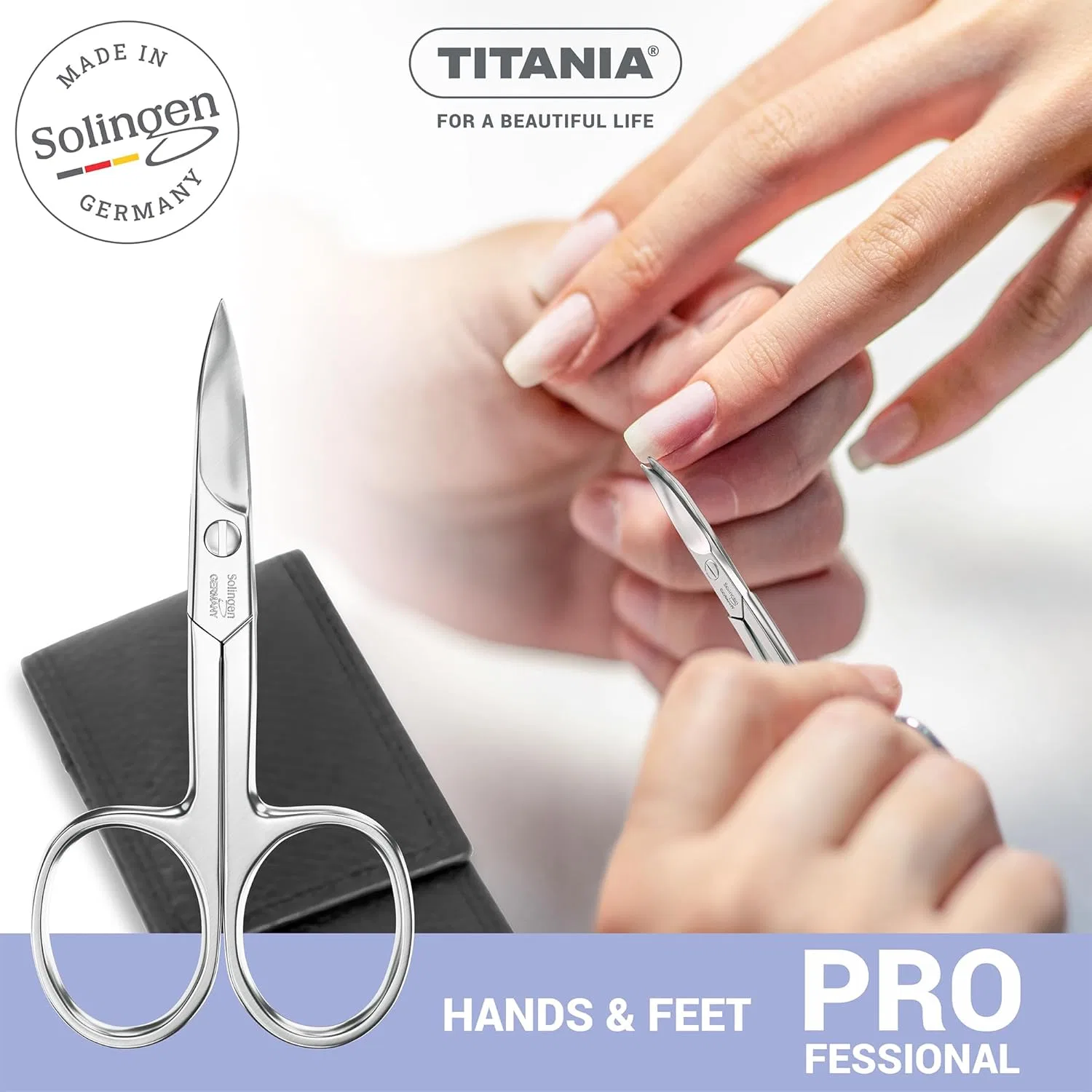 Маникюрные ножницы TITANIA Solingen с кожаным чехлом Titania, Nail Scissors & Genuine Leather Case — фото 2