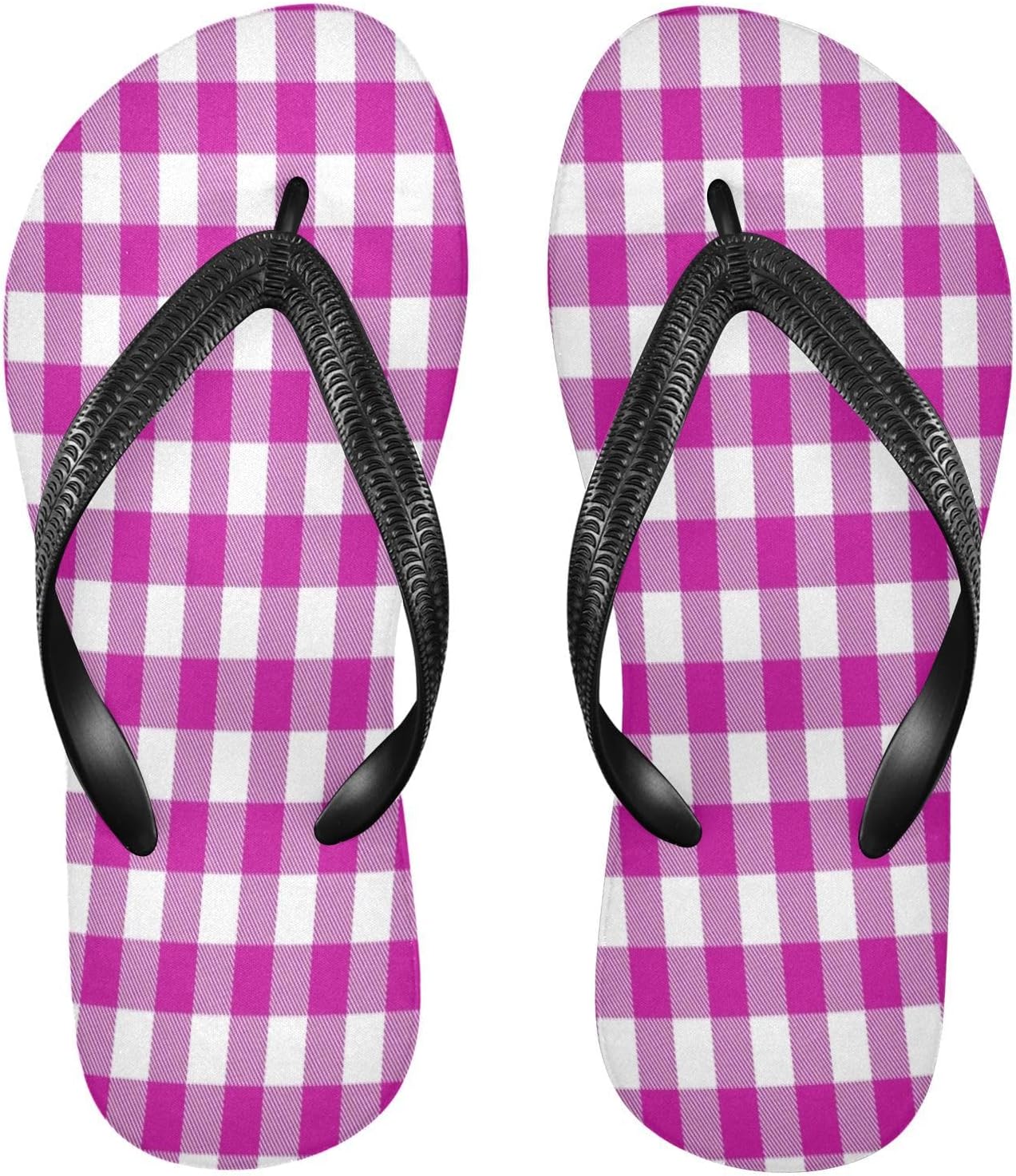

Женские и мужские пляжные шлепанцы Buffalo Plaid фиолетовые с резиновыми противоскользящими подошвами для душа и летние тапочки Sinestour