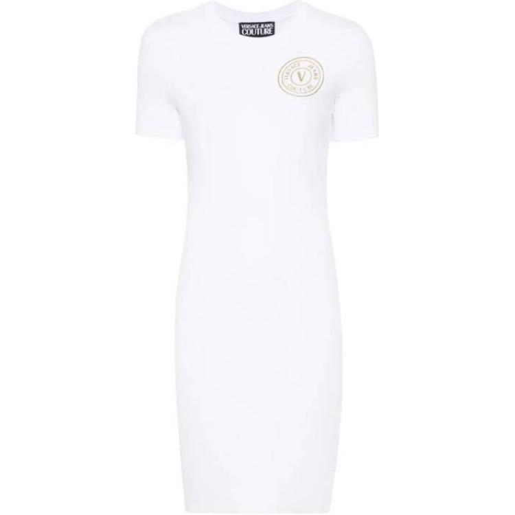 

Мини-платье с принтом логотипа Couture VERSACE JEANS, белое