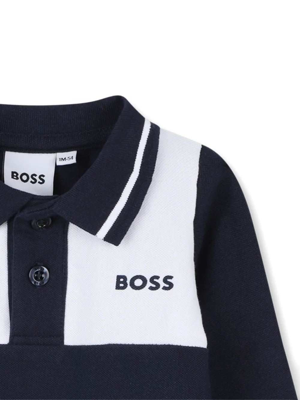 Ромпер с короткими рукавами и контрастной вставкой BOSS Kidswear, синий — фото 3
