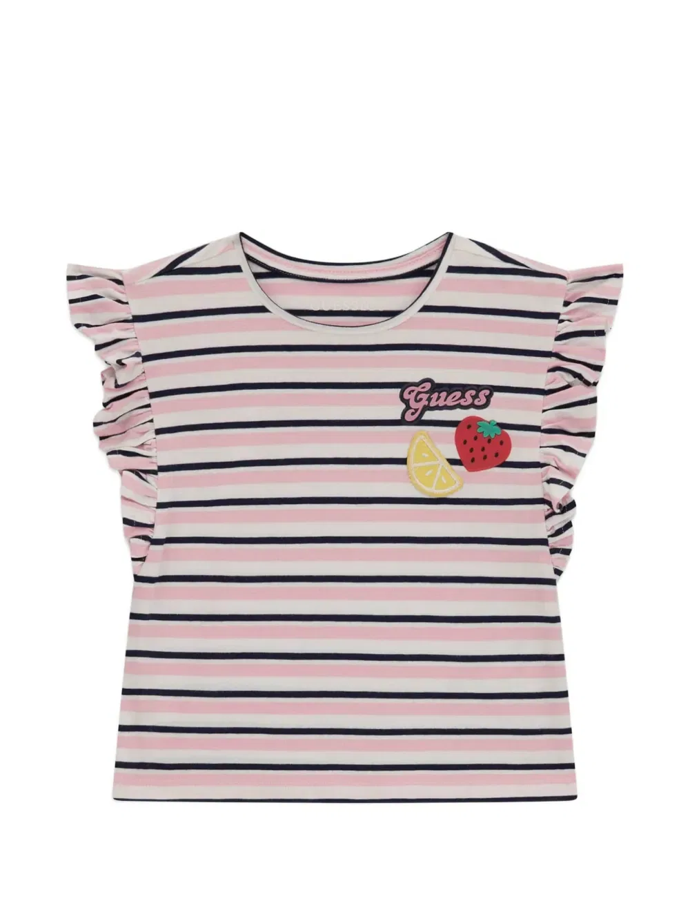 Футболка в полоску с оборками Guess Kids, розовый