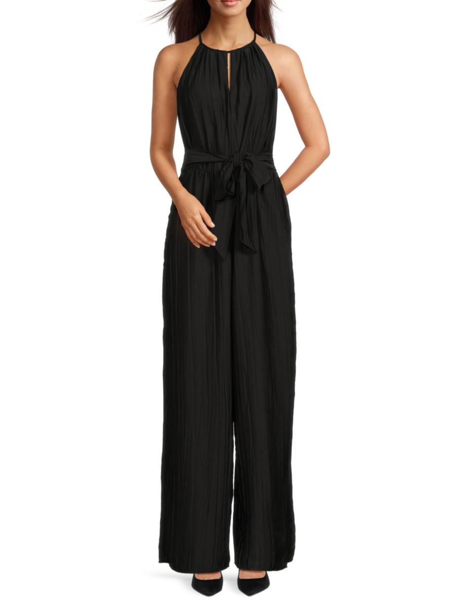 

Комбинезон с широкими штанинами и халтернеем BCBGMAXAZRIA, цвет Onyx