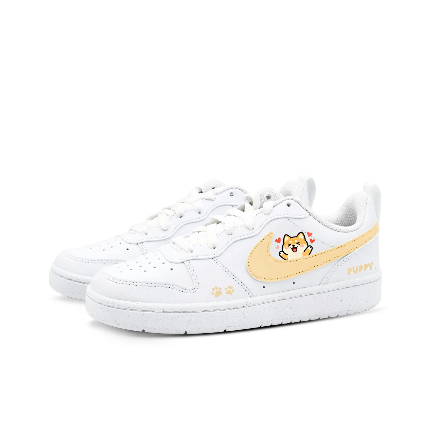 Детские кроссовки для скейтбординга Nike Court Borough Shiba Inu Yellow White — фото 4