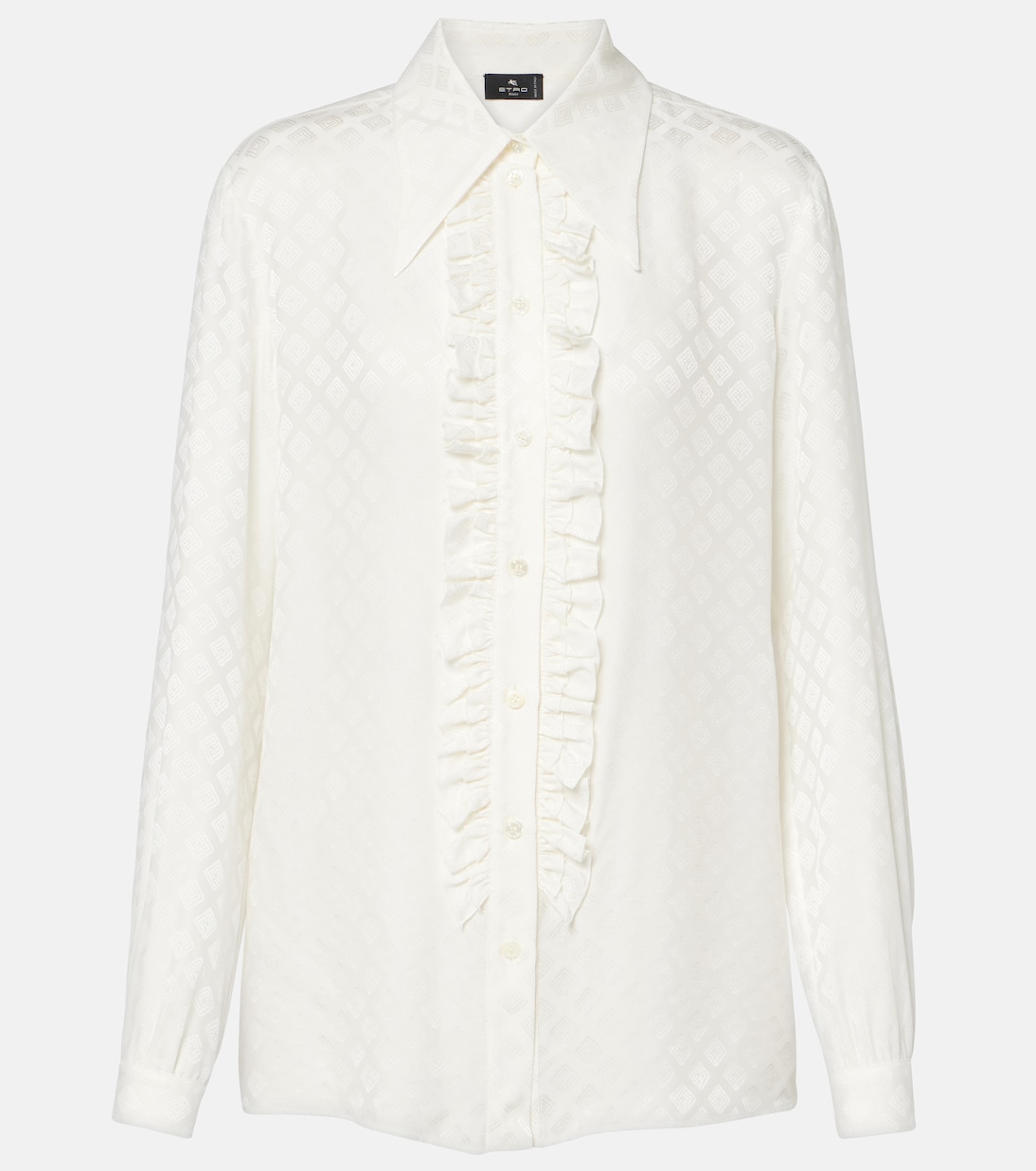 

Блузка из смесового шелкового атласа с принтом Etro, Cream White
