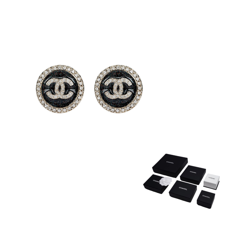 

CHANEL Металлические серьги-гвоздики Unisex Black