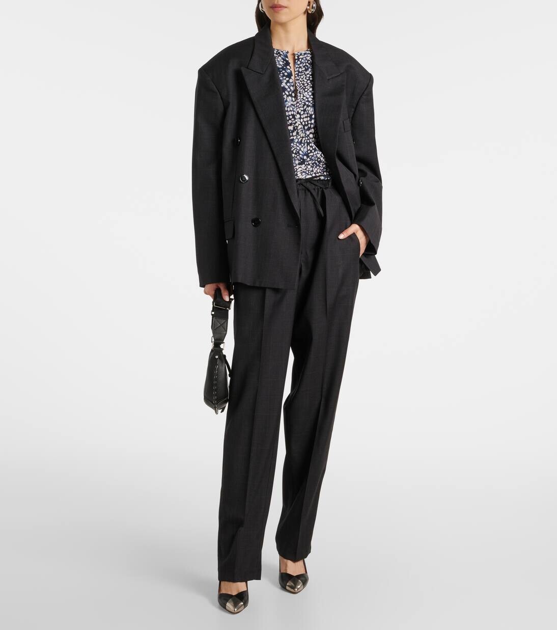Прямые брюки Liska из шерстяной смеси в клетку Isabel Marant, цвет anthracite — фото 2