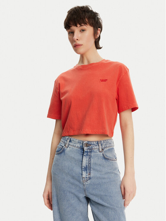 

Футболка свободного кроя DW0DW20324 Tommy Jeans, оранжевый