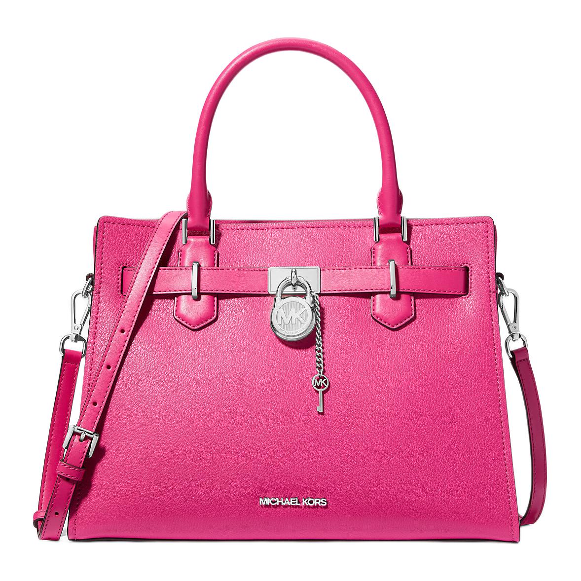 

MICHAEL KORS Сумка Hamilton Series Leather Tote, шоппер, сумка через плечо, женская сумка средний размер Rose Red