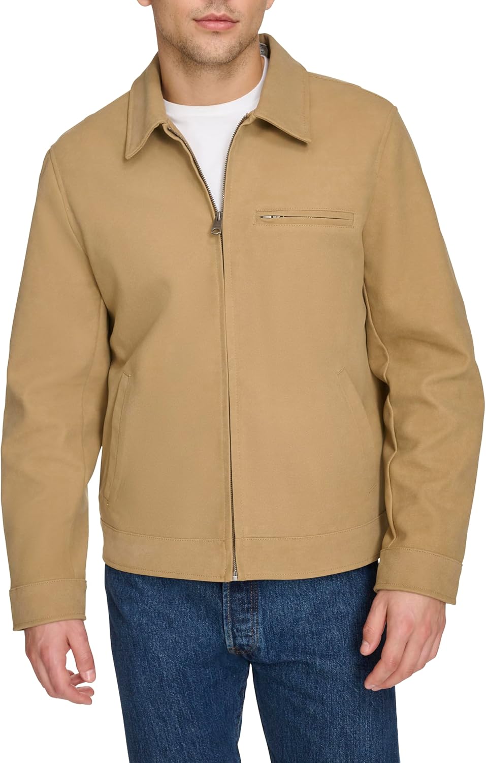 

Мужская куртка-гонщица Levi's из искусственной кожи с отложным воротником, Tan Faux Suede