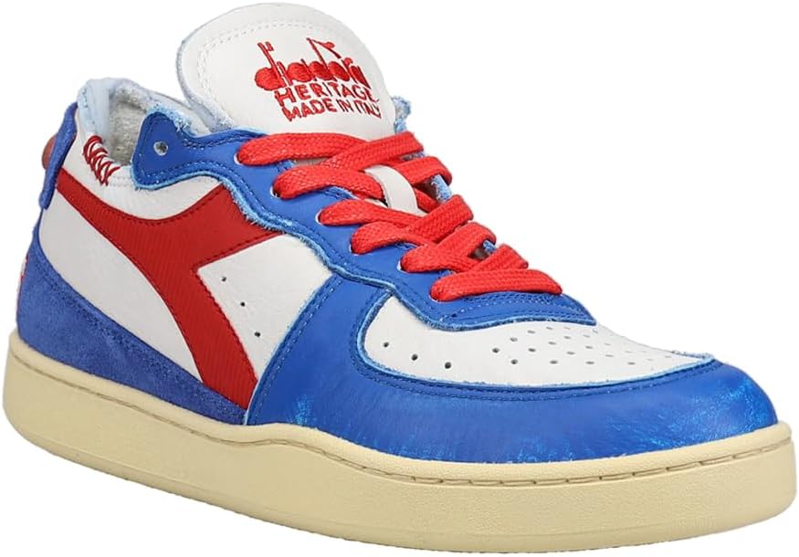 Мужские кроссовки Diadora Mi Basket Row Cut Philly 6 на шнуровке, повседневные - белые — фото 2