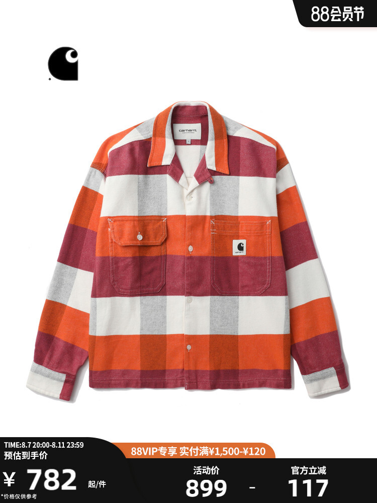

Рубашка женская Carhartt WIP в контрастную клетку, оранжевый