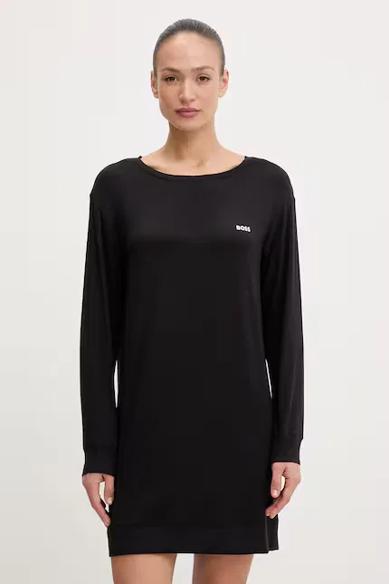Ночная рубашка из вискозы Element Nightie LS BOSS, черный