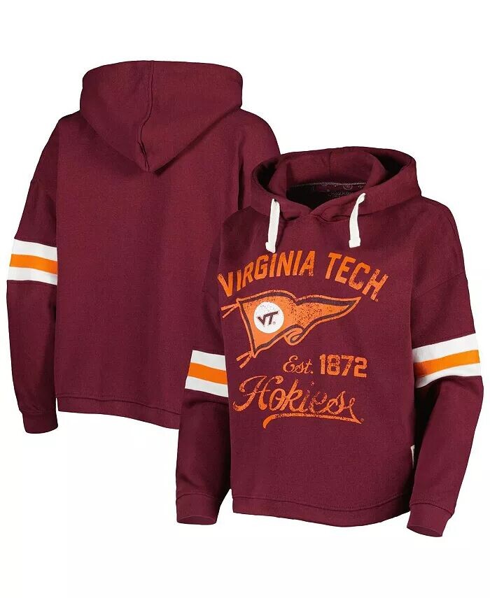 

Женская бордовая состаренная толстовка с капюшоном Virginia Tech Hokies Super Pennant Pressbox