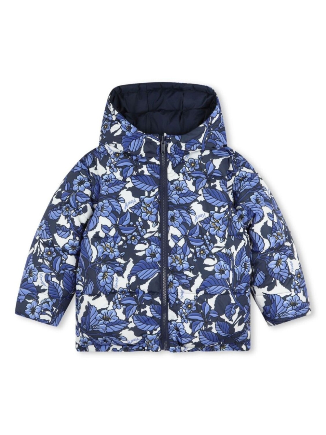 

Kenzo Kids пуховик с цветочным принтом, синий