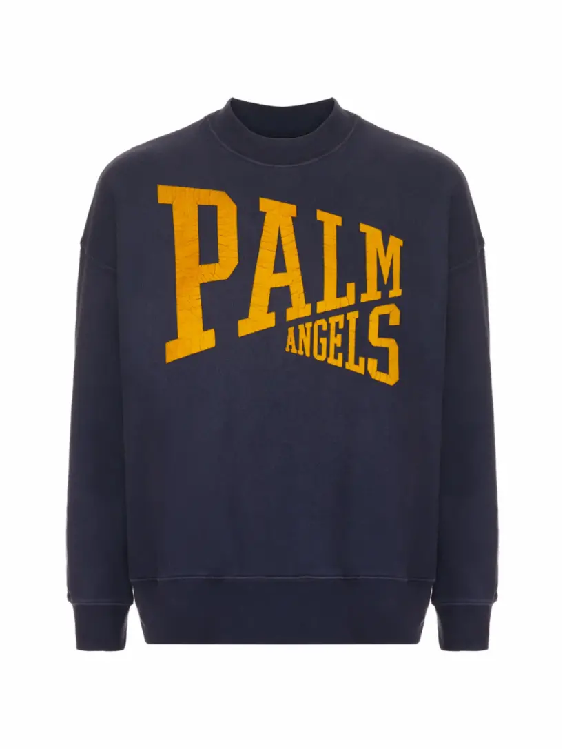 

Хлопковый свитшот с логотипом Palm Angels, тёмно-синий
