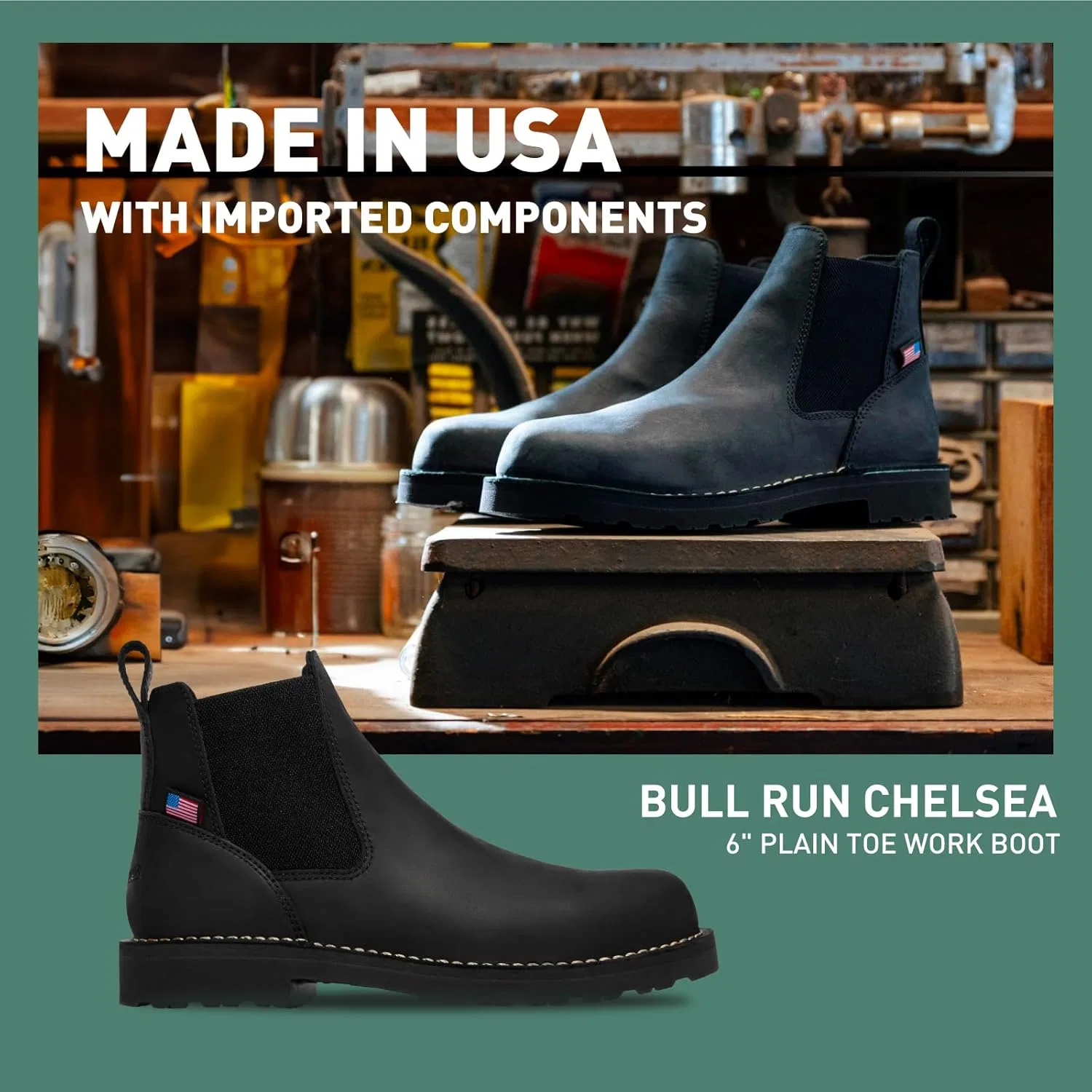 Мужские рабочие ботинки Danner 15481 Bull Run Chelsea 6 дюймов, коричневая танкетка — фото 2