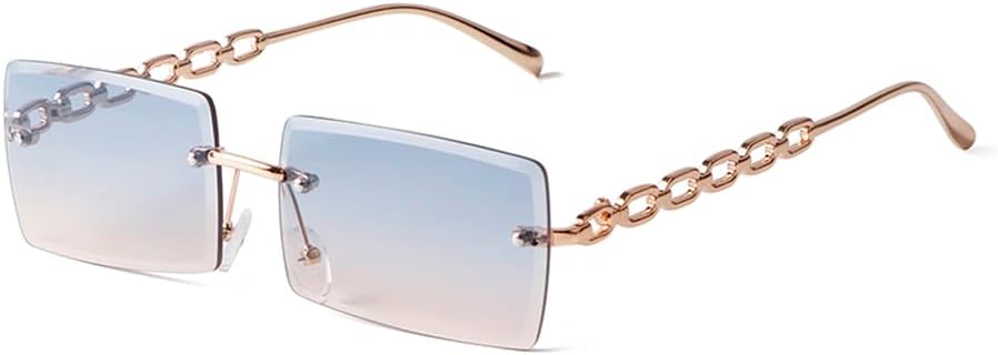 

Модные солнцезащитные очки без оправы прямоугольной формы для женщин, металлические солнцезащитные очки для мужчин, без оправы с серыми градиентными линзами TKKTLLT, C3