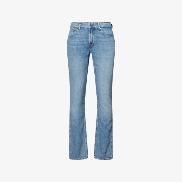 

Джинсы 7 For All Mankind из денима и льна с пятью карманами, голубой