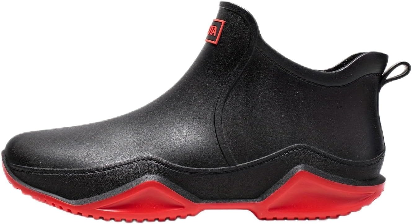 

Мужские модные резиновые сапоги для улицы, для использования на кухне, в саду, при езде на мотоцикле и рыбалке Hoalox, черный/красный