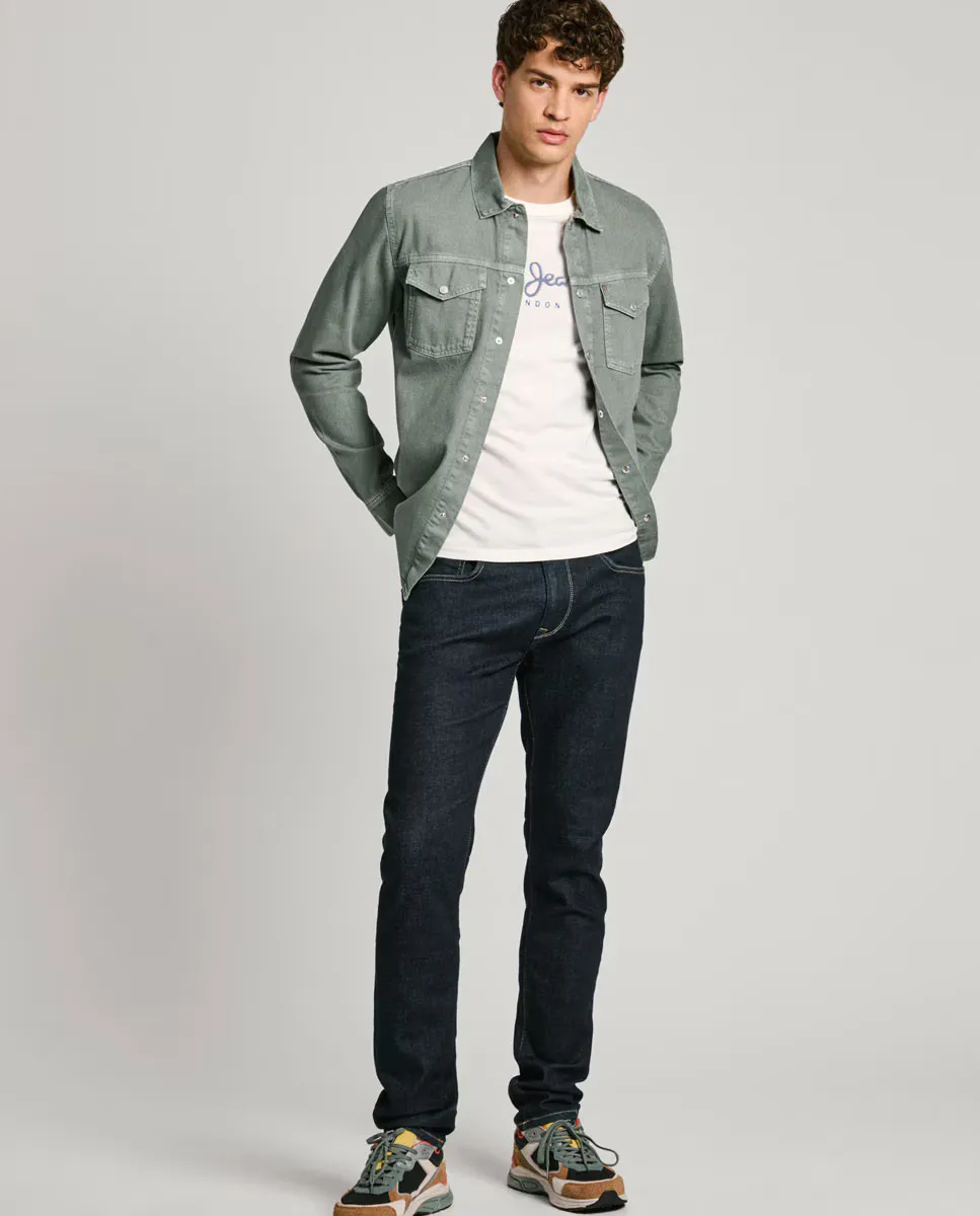

Мужские зауженные джинсы с синей промывкой Pepe Jeans, синий