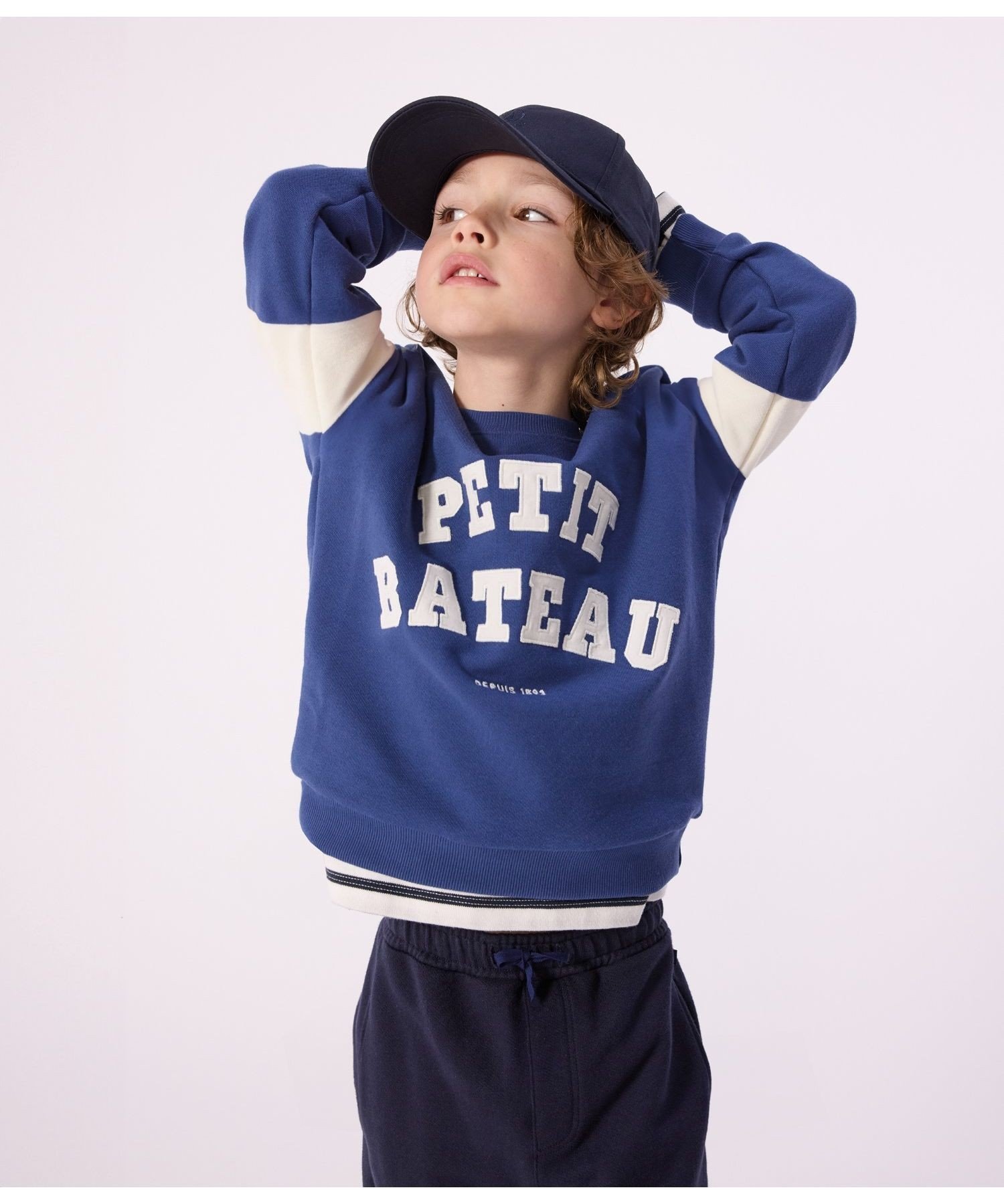 Толстовка с принтом PETIT BATEAU, Blue/Off White — фото 2