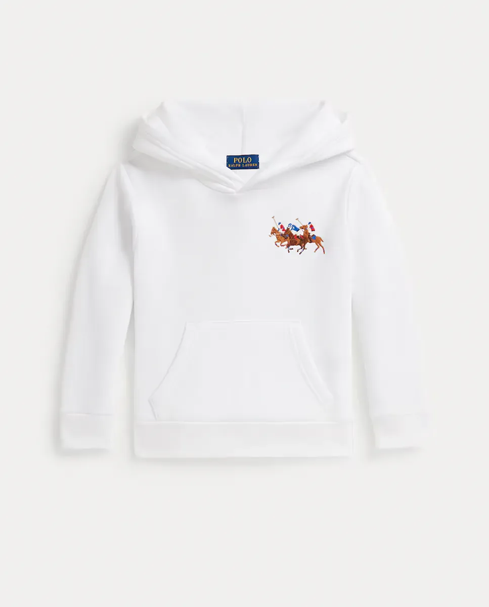 Толстовка с капюшоном для мальчика из флиса с тройной лошадкой Polo Ralph Lauren, белый