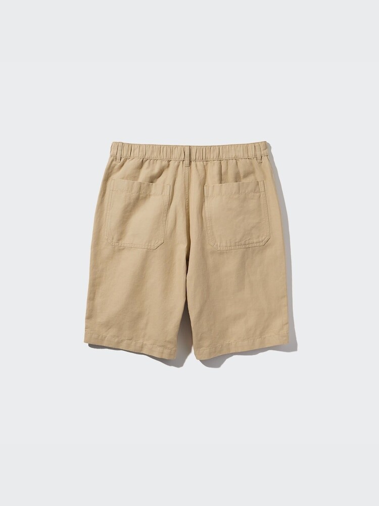 Шорты из льняной смеси Uniqlo, цвет 69 синий — фото 3