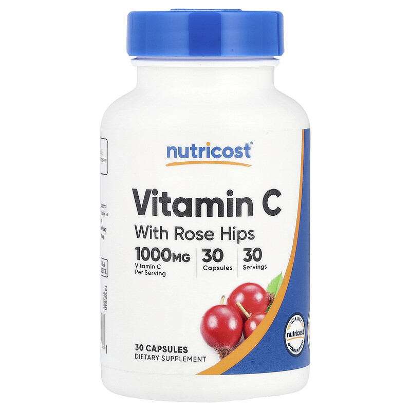 

Nutricost, Витамин C с шиповником, 30 капсул