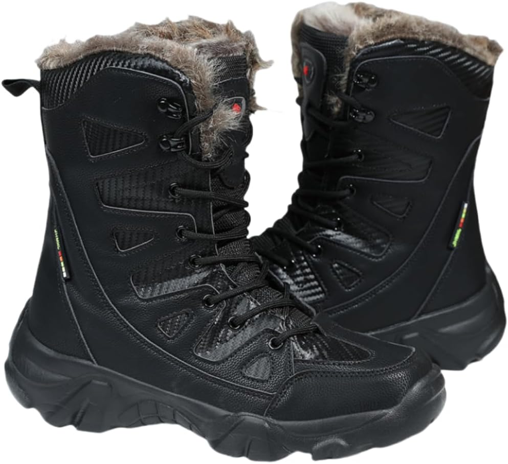 

Мужские утепленные ботинки HHHCHPM для улицы, осенне-зимние флисовые снеговые ботинки, удобные и дышащие высокие ботинки для походов и альпинизма, черный