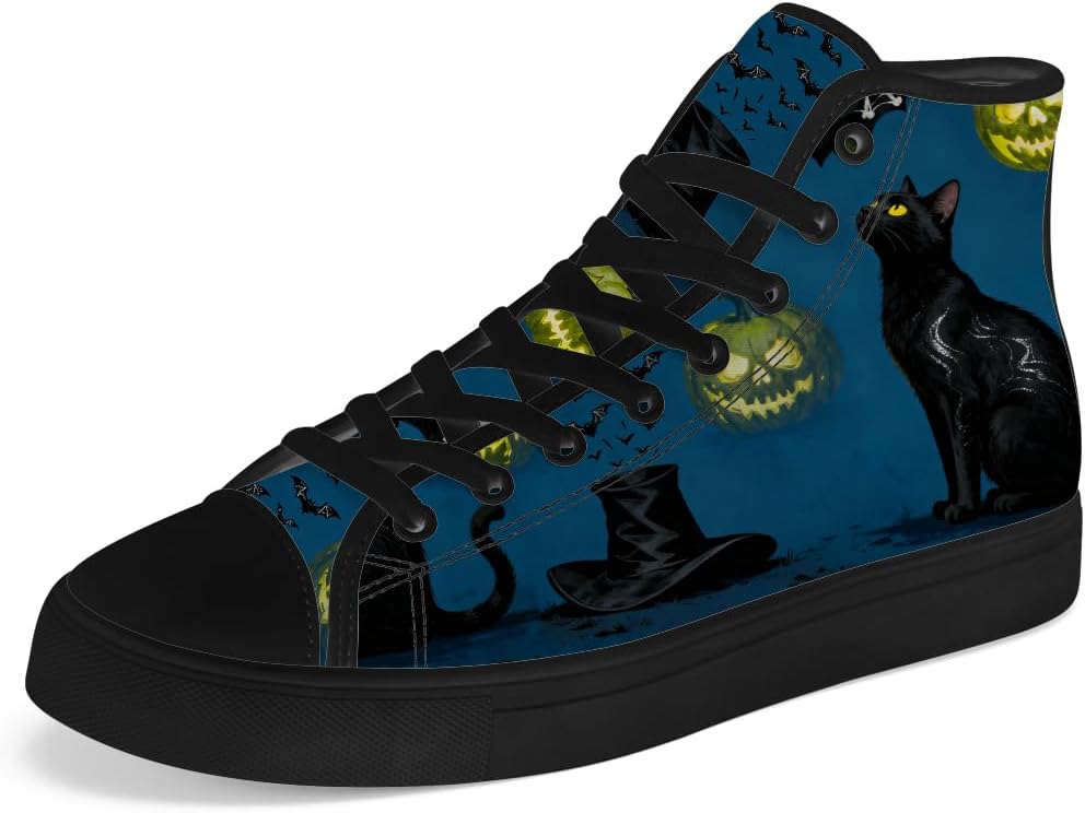 

Мужские и женские высокие кеды с кошкой на тканевой основе, высокие кроссовки на шнуровке, повседневная обувь Chebing, синий