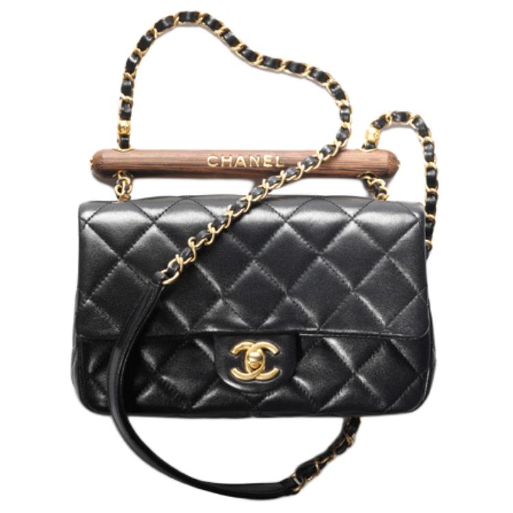 

CHANEL Сумка-клатч из овчины с деревянной инкрустацией