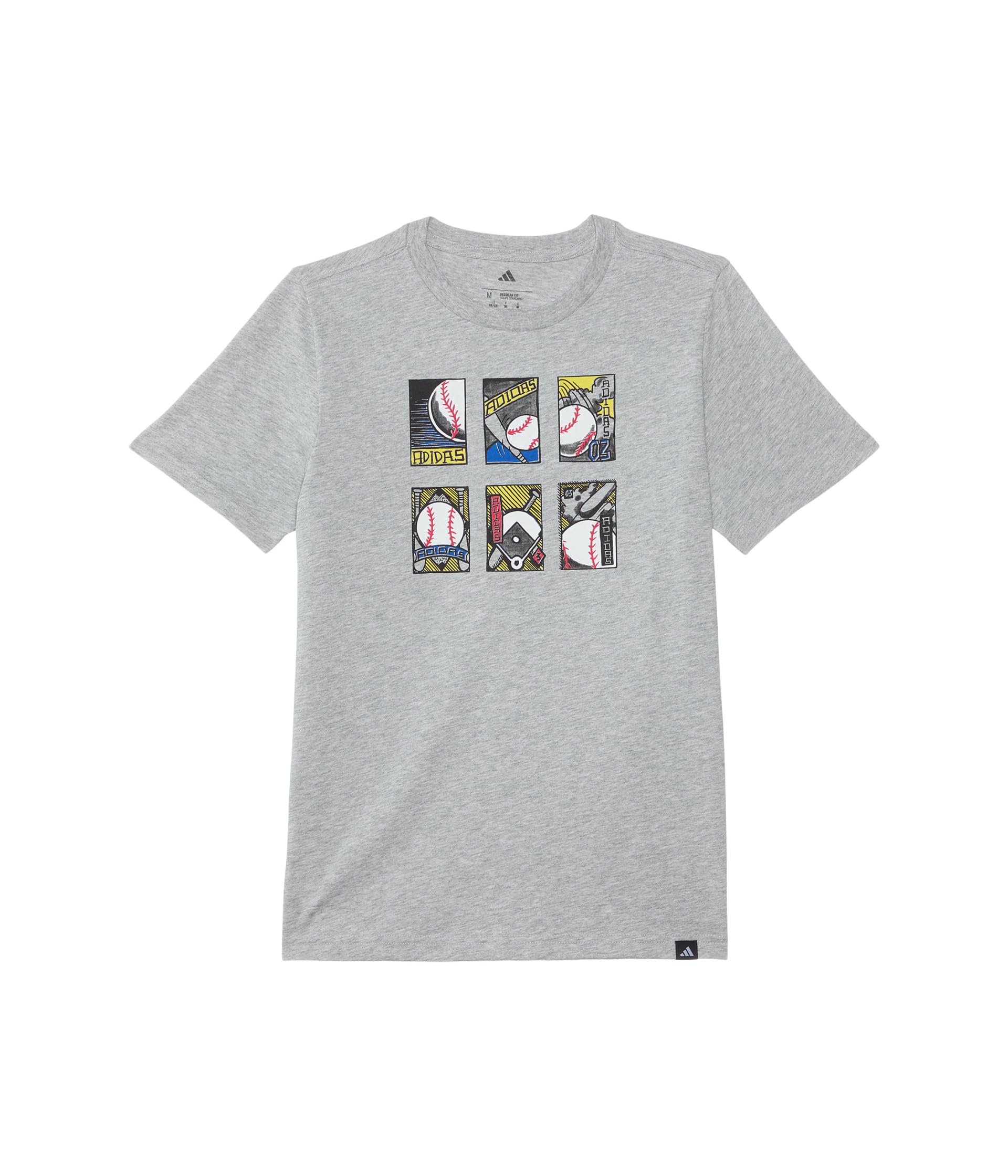 

Футболка adidas Kids Baseball Card Heather Tee, цвет Medium Grey Heather