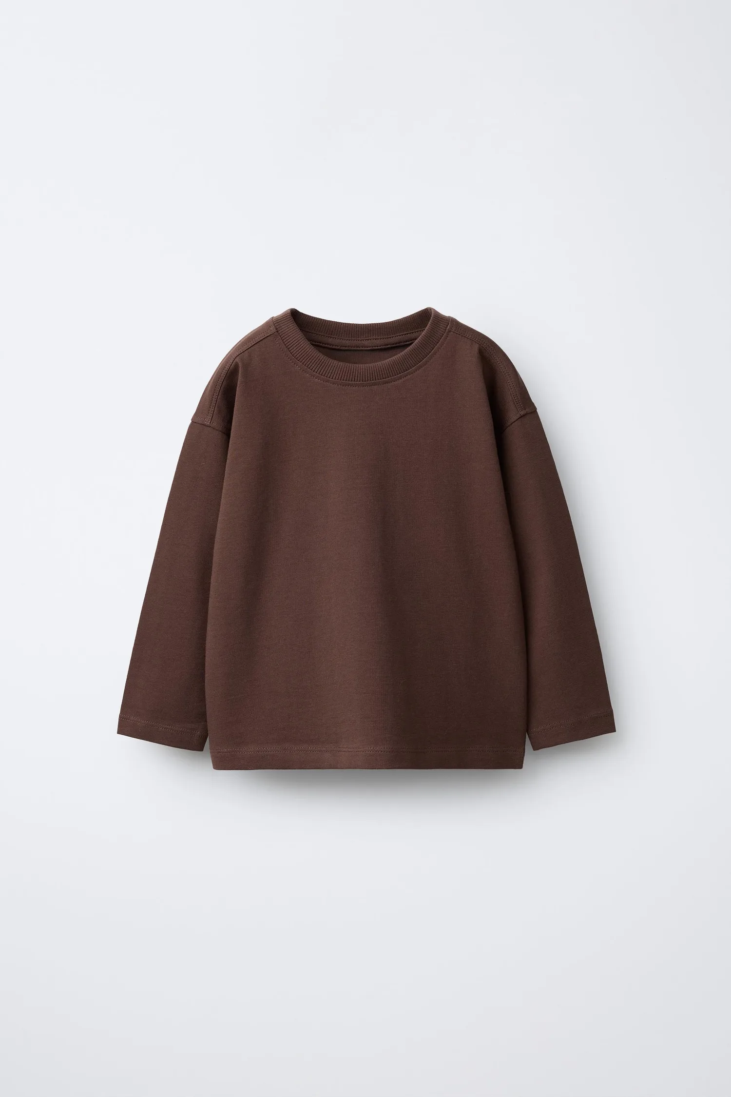 Однотонная футболка средней плотности Zara, светло-коричневый