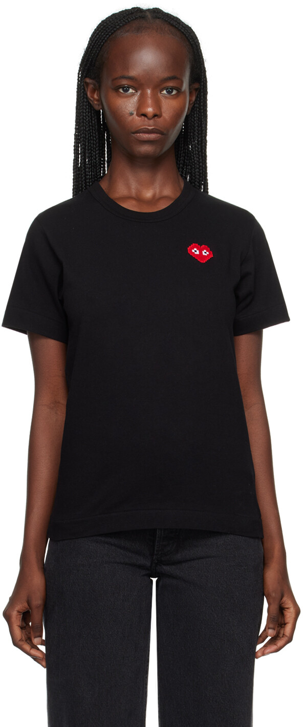 

Черная футболка с сердечком Invader Edition Comme des Garçons, Черный, Черная футболка с сердечком Invader Edition Comme des Garçons
