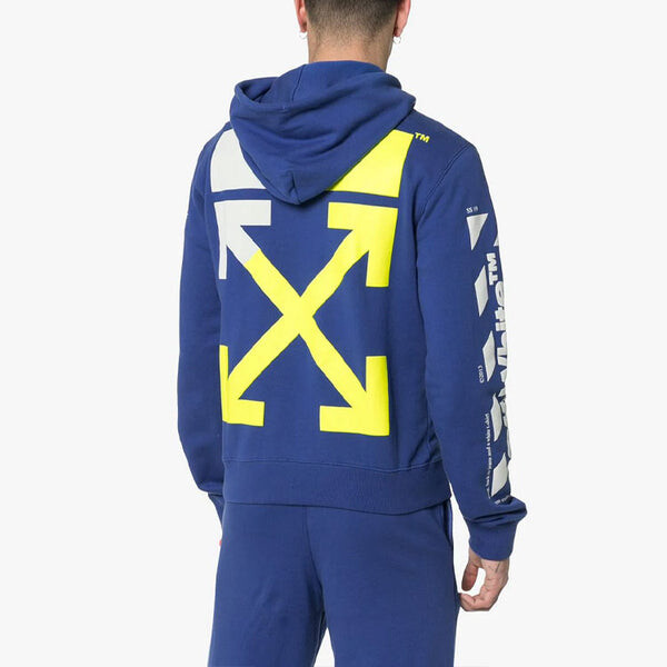 Толстовка mens ss19 spilt logo slim hoody blue Off-White, синий — фото 3