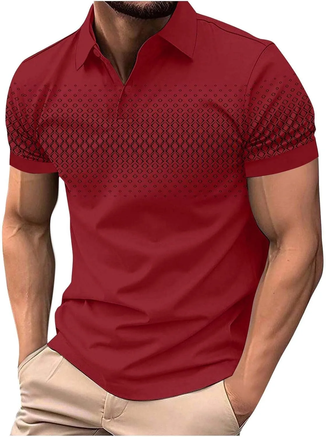 

Футболка-поло Big and Tall с коротким рукавом, принт, быстросохнущая fnnxeal