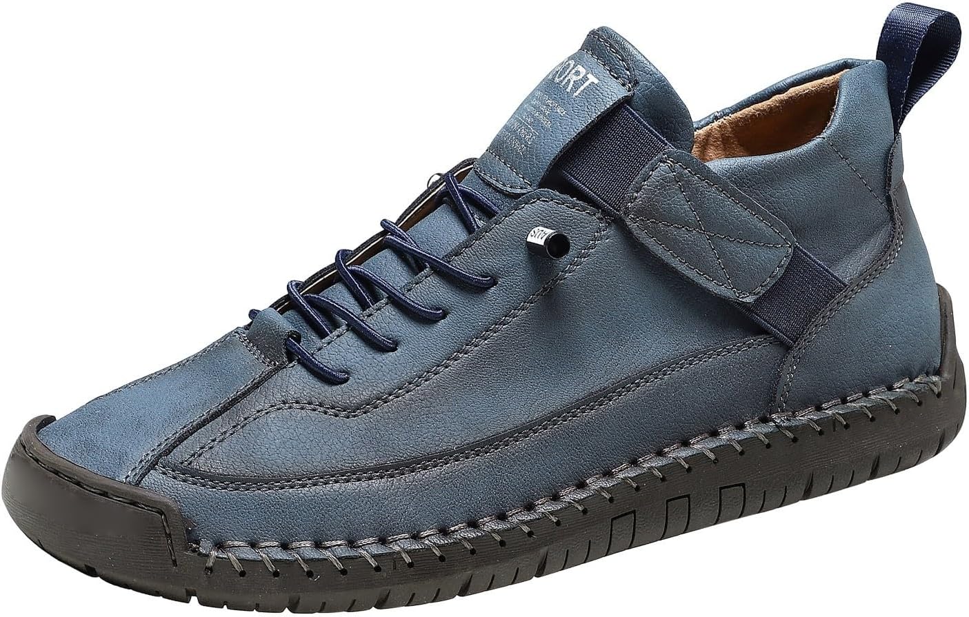 

Мужские повседневные кожаные модные кроссовки, ботинки средней высоты, туфли для прогулок и вождения, ботинки типа чукка до щиколотки, легкие лоферы Generic, синий