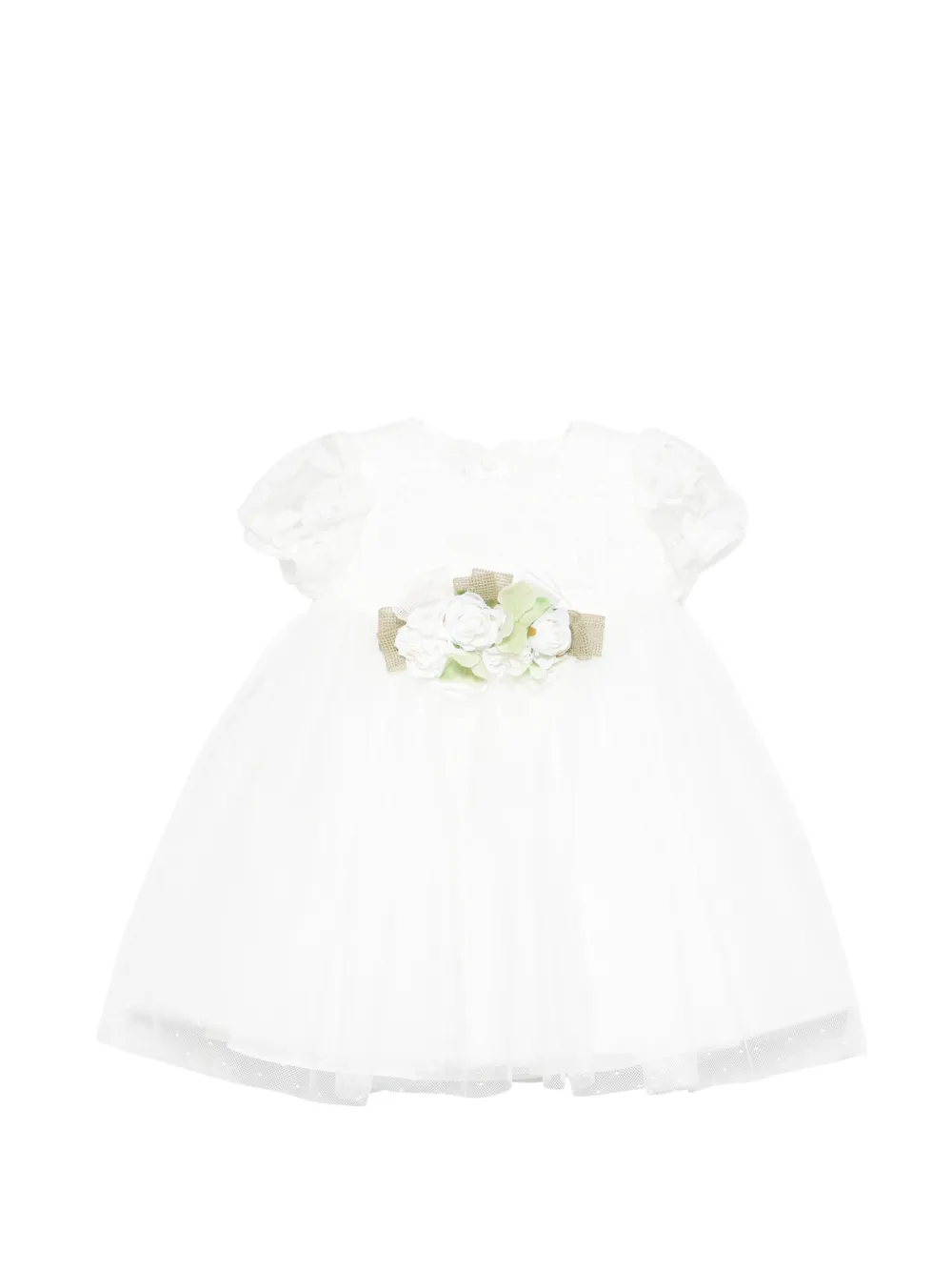 

Платье с цветочными аппликациями и короткими рукавами Colorichiari, белый