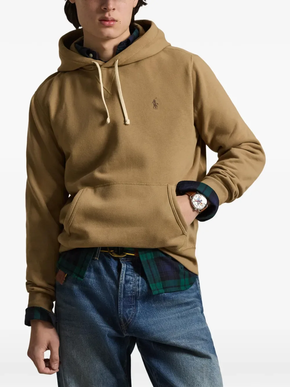 Худи с капюшоном на кулиске и карманом-кенгуру Polo Ralph Lauren, коричневый — фото 3