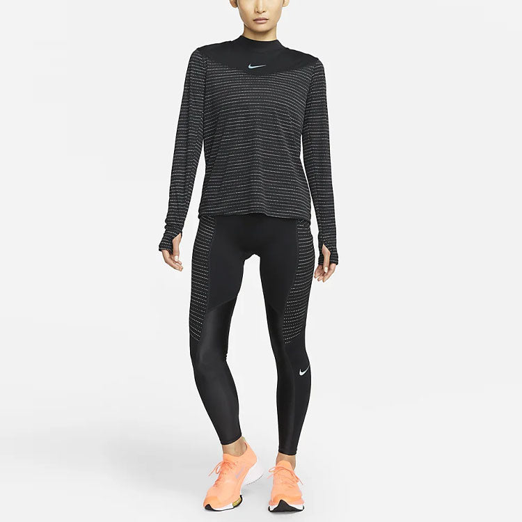 Брюки (WMNS) Nike Dri-FIT Sports Training Running Quick Dry Breathable Leggings Black — фото 3