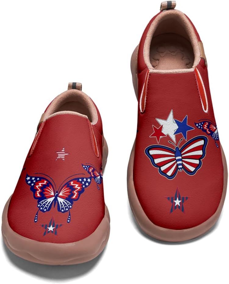 

Мужские прогулочные туфли для путешествий, повседневные, на плоской подошве, с широкой носочной частью, с рисунком американского флага, легко надеваются Onehorse, American Flag_07