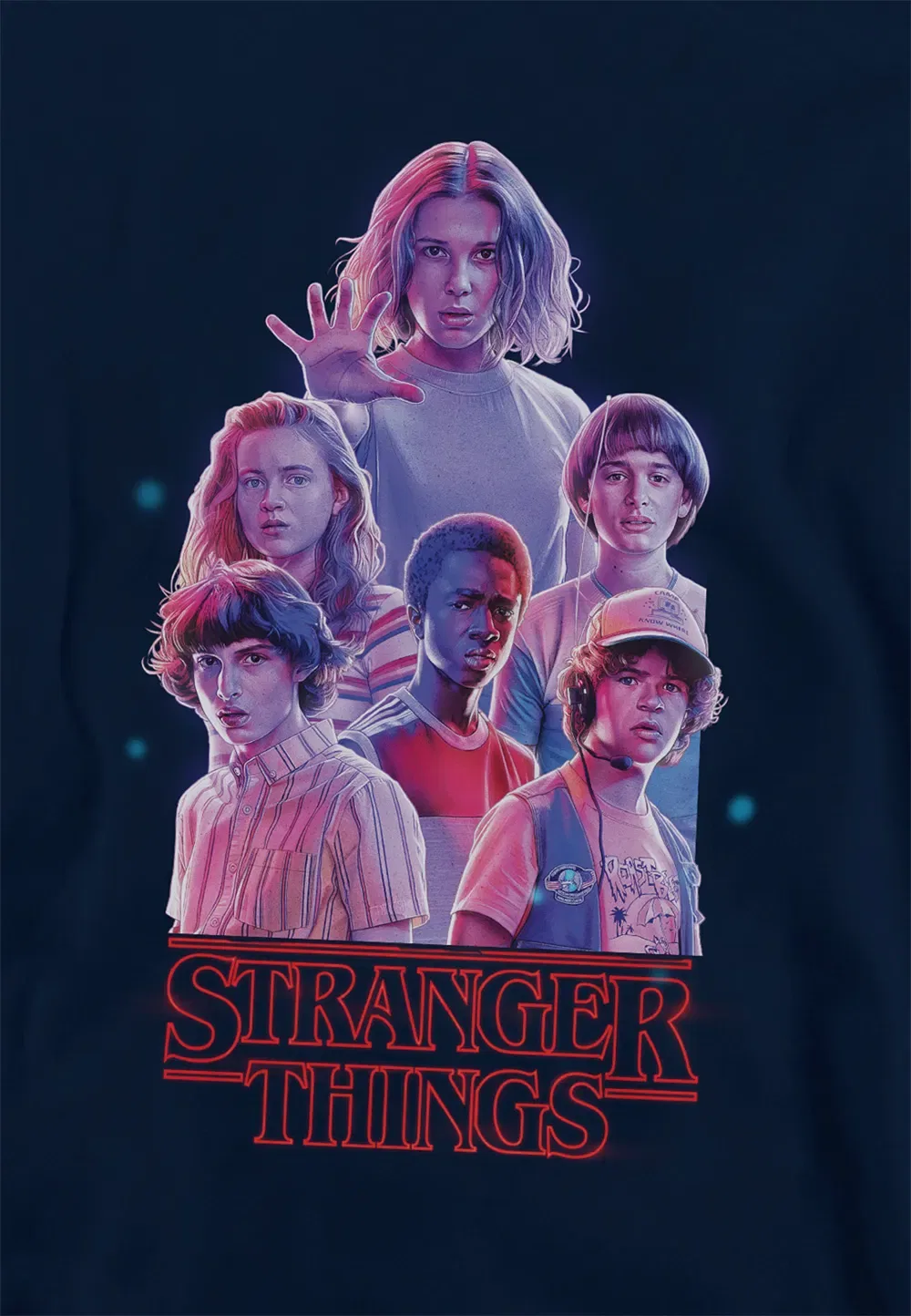 Детский худи Stranger Things с принтом, темно-синий — фото 2