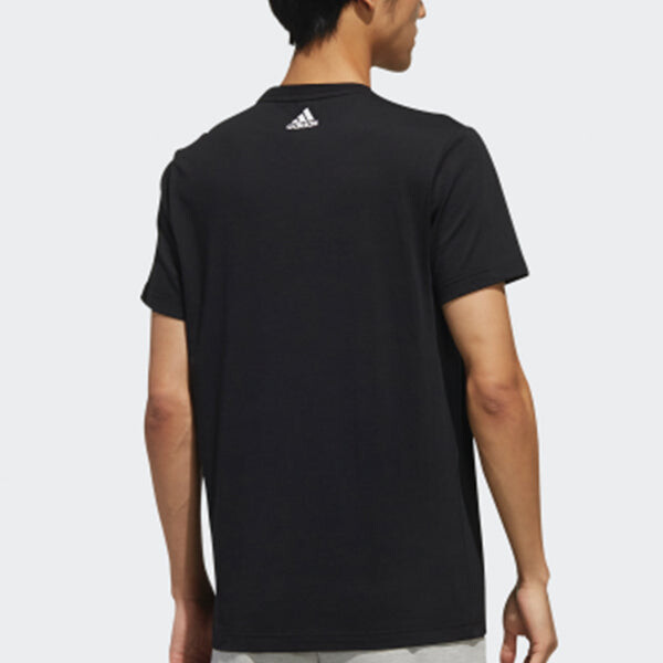 Футболка logo large alphabet printing short sleeve black Adidas, черный — фото 4