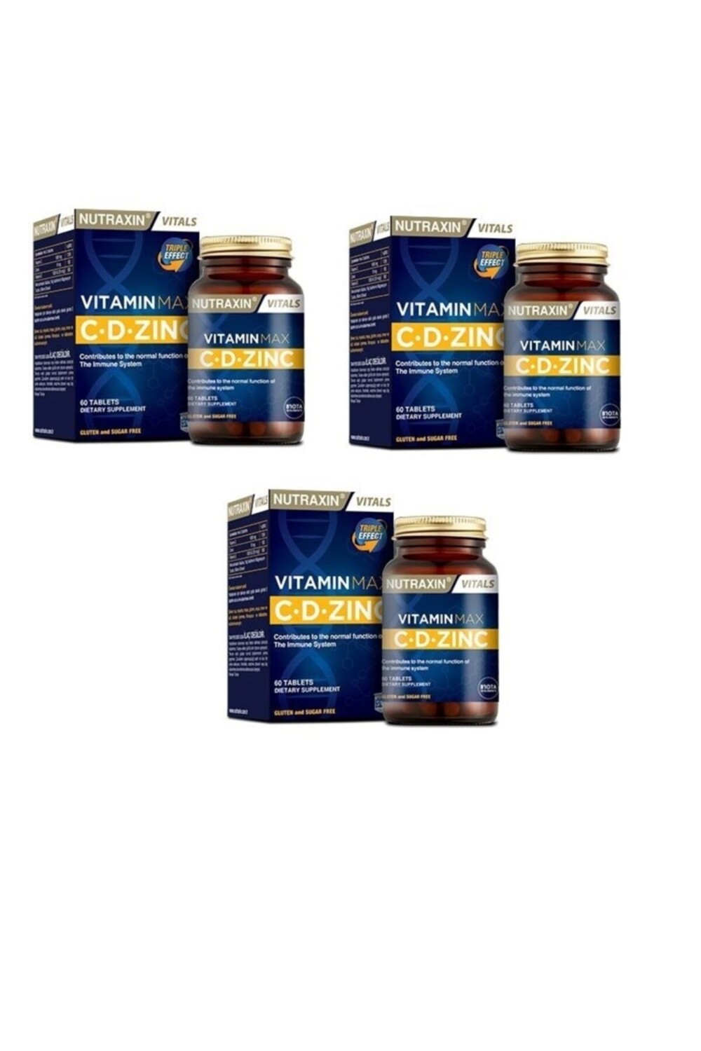 

Nutraxin Тройной эффект в одной таблетке Витамин Макс (c, D, цинк) 60 таблеток X3
