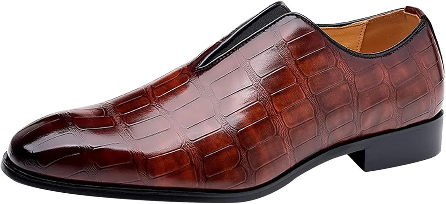 Туфли Herrenschuhe, Größe 9, Klassische Schuhe für Herren, zum Hineinschlüpfen, PU-Leder, niedrige Gummisohle, Blockabsatz, Arbeitskleidung, formelle Kleidung für Herren Generic, Braun